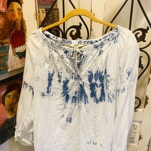 VINTAGE AMERICAN BLUES BOHO LONG SLEEVE TOP.